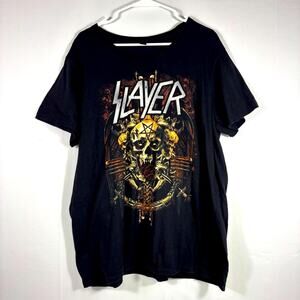 Slayer Three Skulls Black Graphic T-shirt Size 2XL W0456
